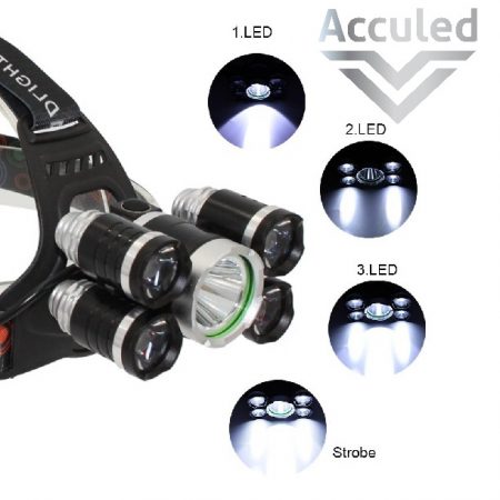 led hoofdlamp met 5 leds aan voorzijde