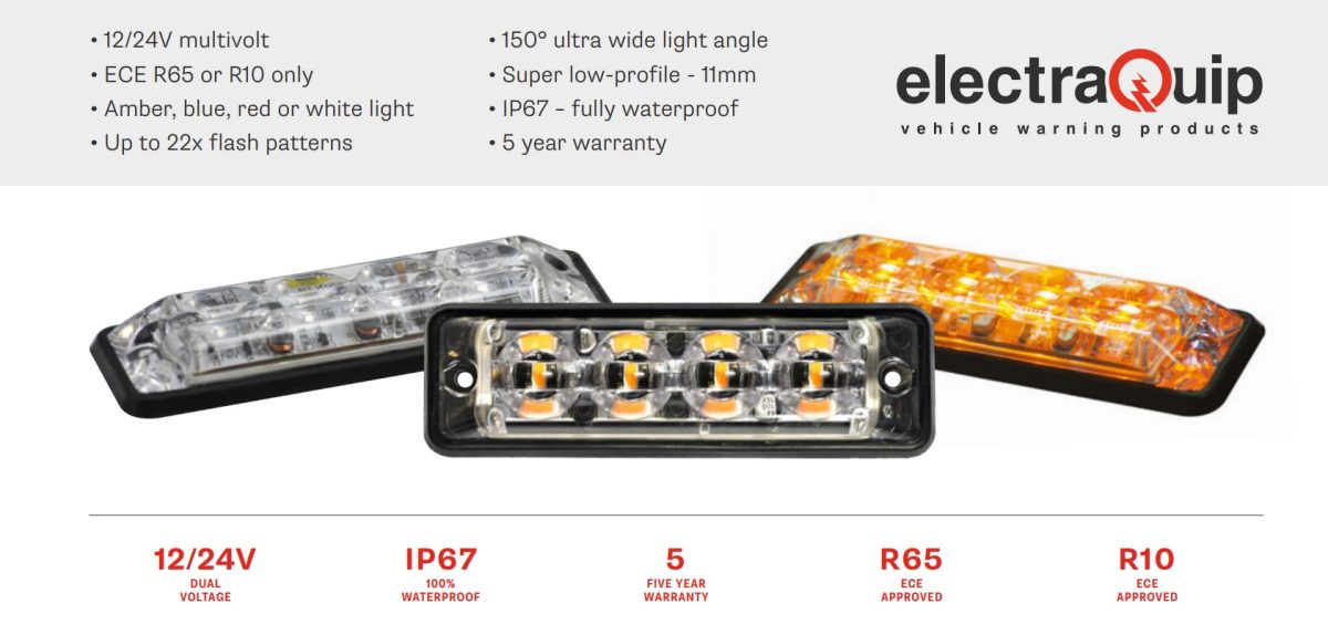 ElectraQuip R65 amber 6-LED slimline flitser
