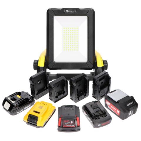 Accu 20 watt LED werklamp werkt op batterijen van Bosch, Makita, Milwaukee, DeWalt en CAS (Metabo)(2)