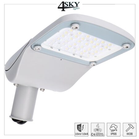 30 watt Led Straatlantaarn 4200lm 4000K IP66 - Lumileds (Philips) - Sosen Voeding - IK08 5 Jaar garantie
