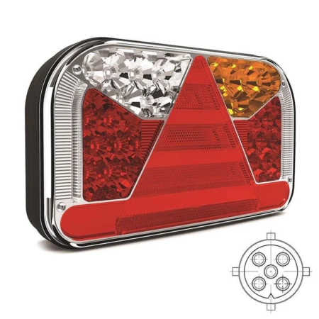 Links | LED achterlicht met kentekenlicht | 12-36v | 5-PIN | V10C5-521B5-V10C5-521B5