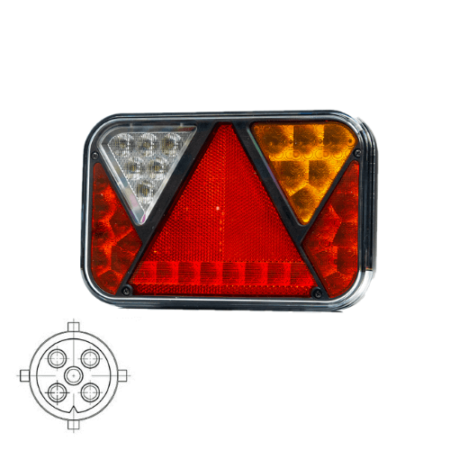 Rechts | LED achterlicht met achterlicht & kentekenlicht | 12v | 5-PIN | VC-2732B5-VC-2732B5
